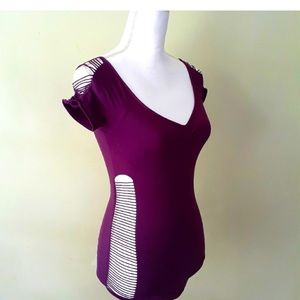 Purple Cut out Stretchy Top